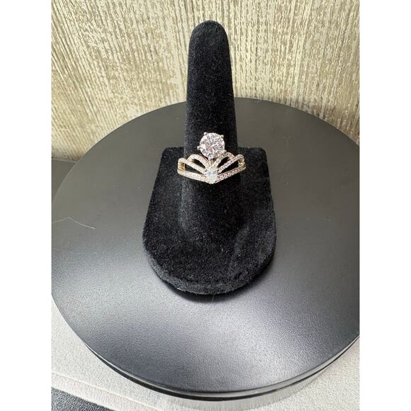 None and/or Unknown Jewelry - NEW 1ct Moissanite Crown Ring - 925 Sterling Silver, Sz 7